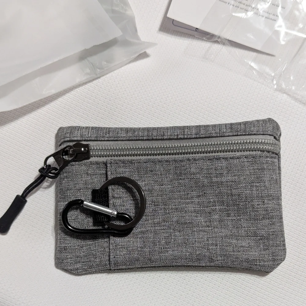 Adjustable Gray Lanyard Set with Pouch